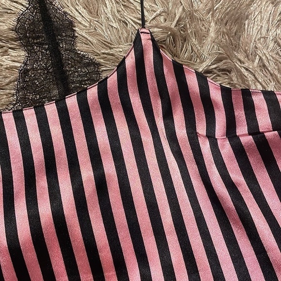 Victoria’s Secret Satin Pink & Black Stripe Lingerie Sz Small - Picture 4 of 8